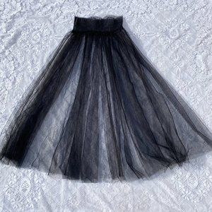 Goth Black Long Tulle Skirt